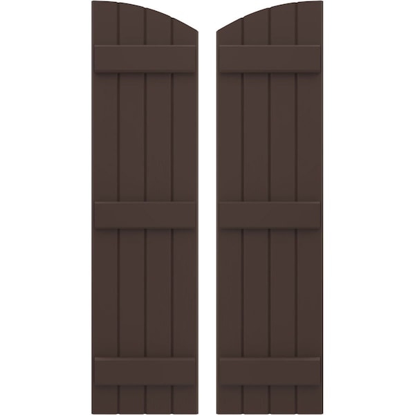 Ekena Millwork Americraft 4-Board (3 Batten) Wood Joined Board-n-Batten Shutters w/Ellipt Top, ARW401BE414X77TBH, PR ARW401BE414X77TBH - main